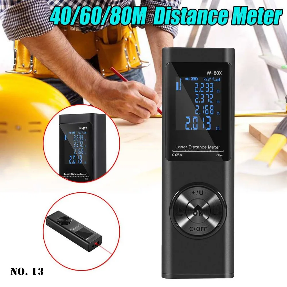 

Mini Laser Distance Meter 40/60/80M Laser Rangefinder Range Finder Tape Distance Measurer Meter Build Device Ruler Test Tool New