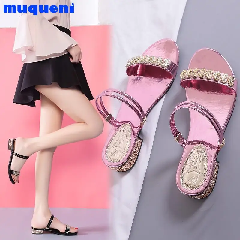 

Summer Women Sandals Bling Pumps Shoes Comfort Ladies Woman Sandalie Gold Silver High Heels Female Footwear Slip On Sandals