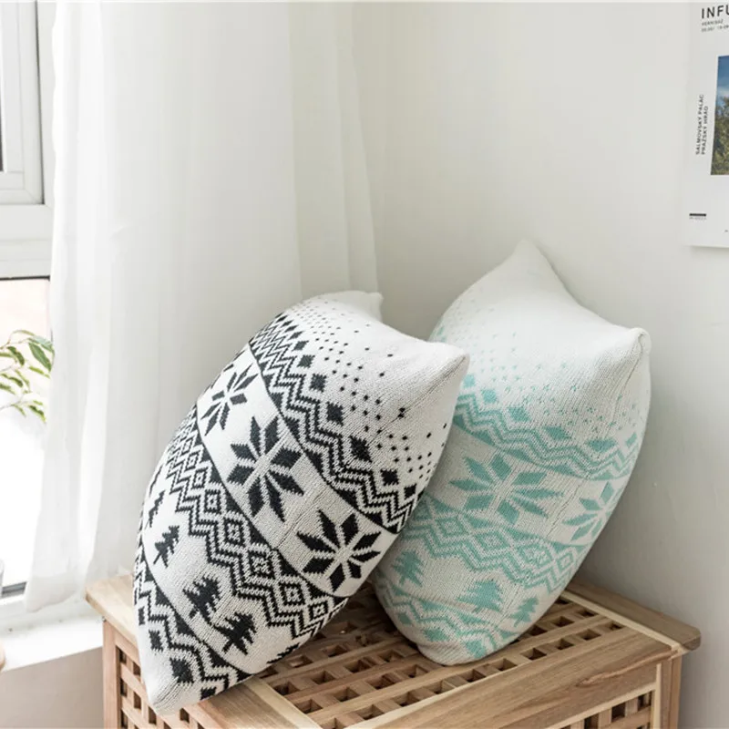 Christmas Tree Snowflake Pillow Cover Cotton Soft Skin-friendly Throw Cushion For Living Room Sofa Bed Car Decoration | Дом и сад