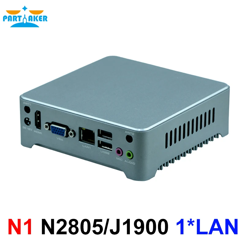 Мини-компьютер без вентилятора Partaker N1 Windows 10 Intel J1900 N2805 i5 4210Y Nano Nuc двойной Lan HDMI VGA VESA
