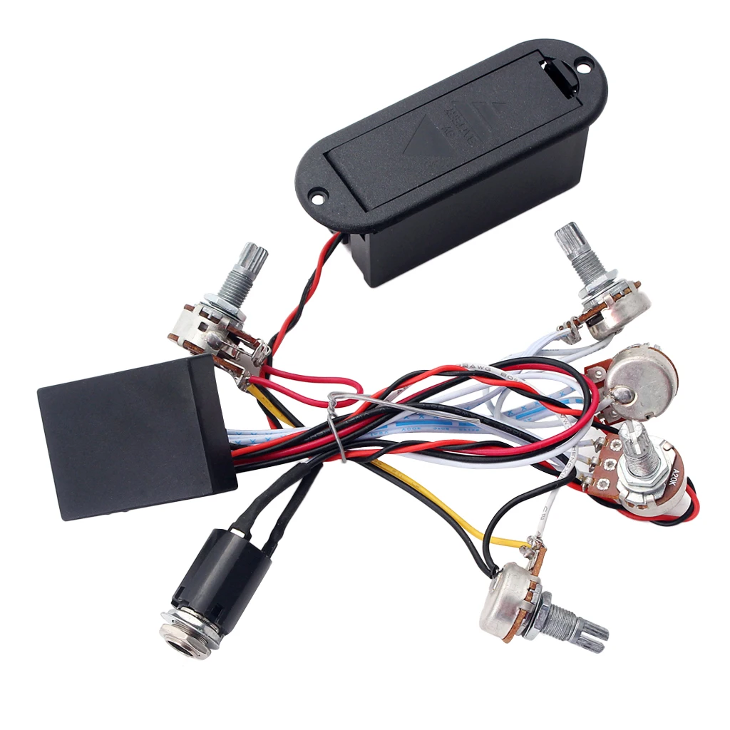 

1 комплект из 3 изделий, лента гитара с эквалайзером пикап предусилитель проводной проводки с Батарея чехол,