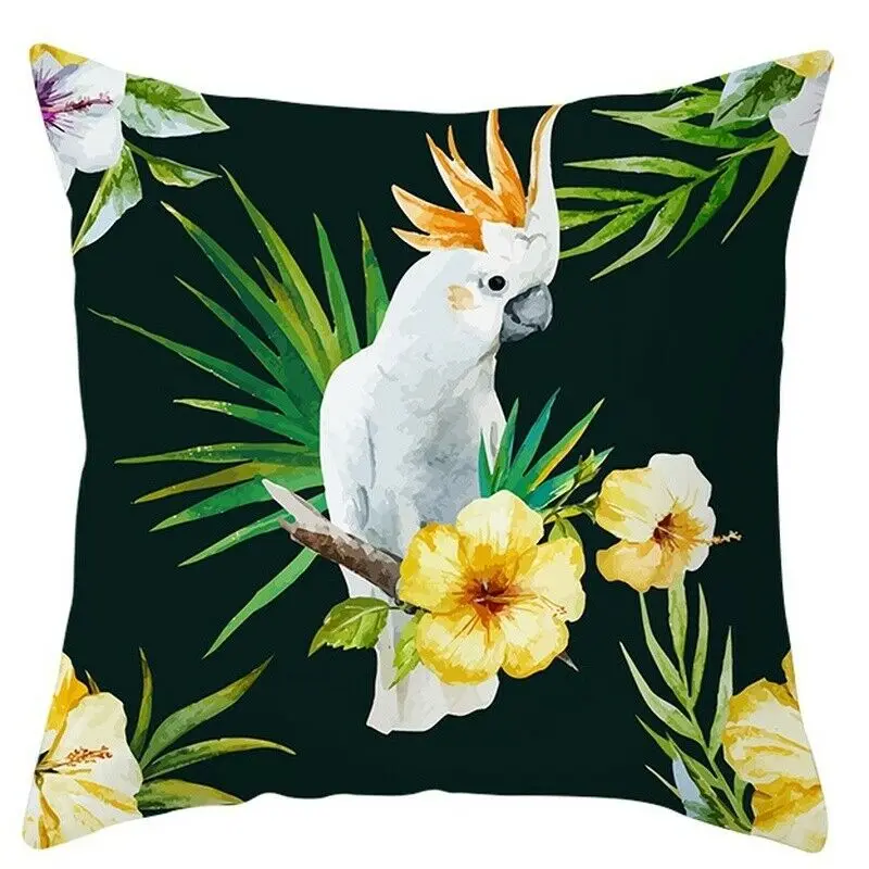 Наволочки с тропическими растениями и зелеными листьями наволочка цветами