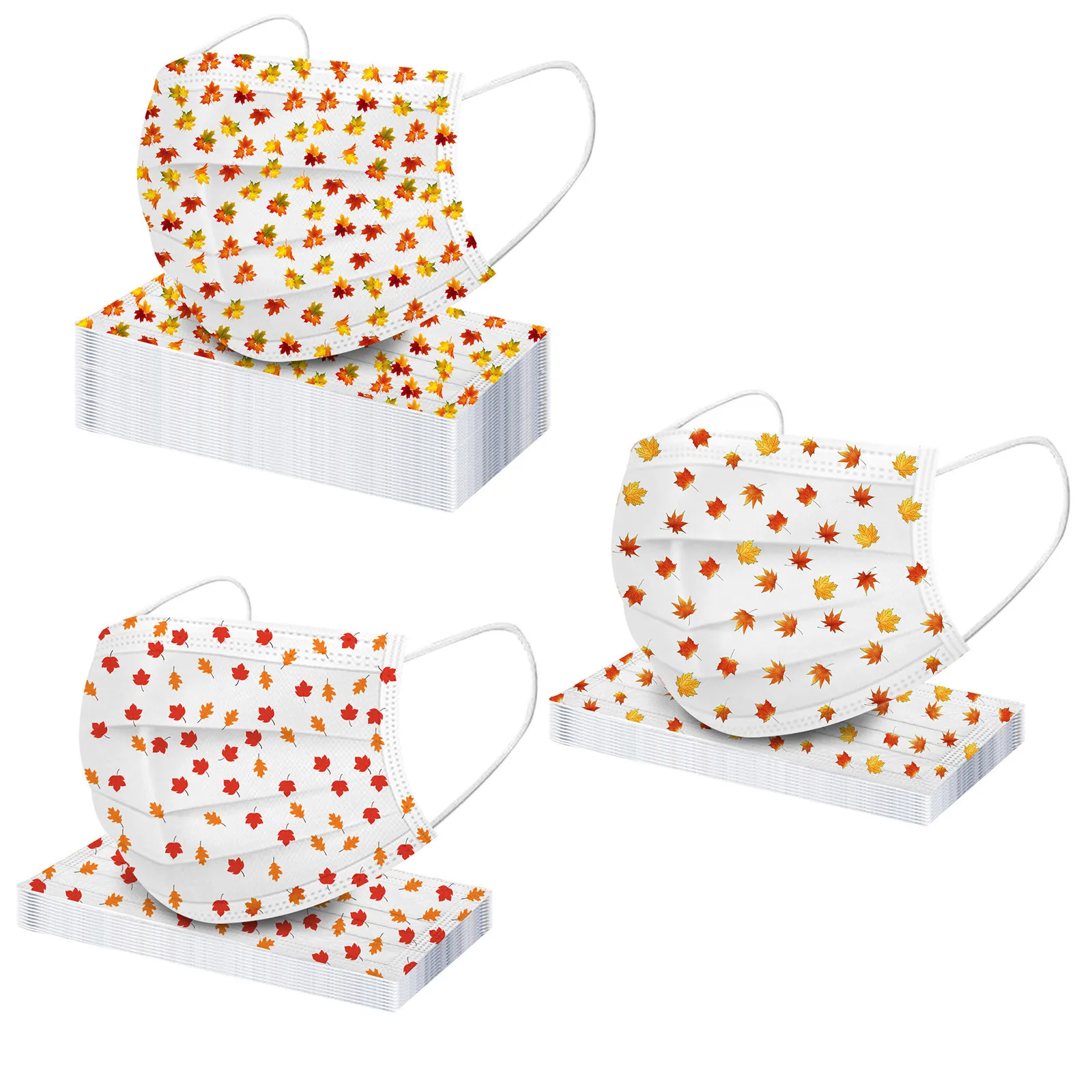 10-100 шт., одноразовая Маска с принтом кленовых листьев для взрослых 10-100 шт., одноразовая Маска с принтом кленовых листьев для взрослых