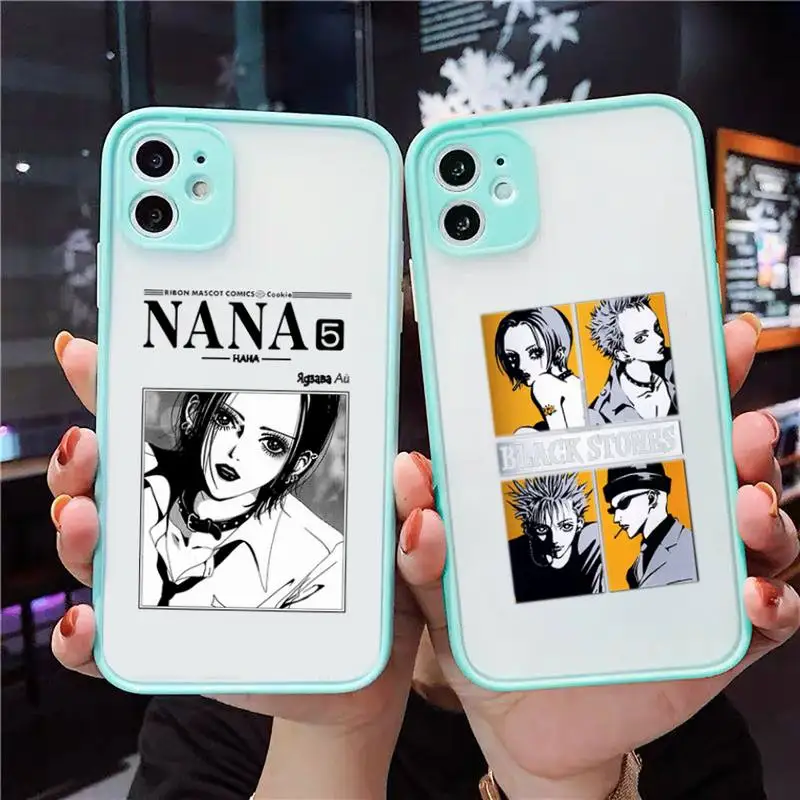 

nana Phone Case For iPhone 13 12 11 Mini Pro XR XS Max 7 8 Plus X Matte transparent blue Back Cover