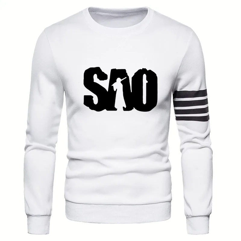 Свитшот мужской с принтом Сан-меч Повседневный хлопковый пуловер прострочкой