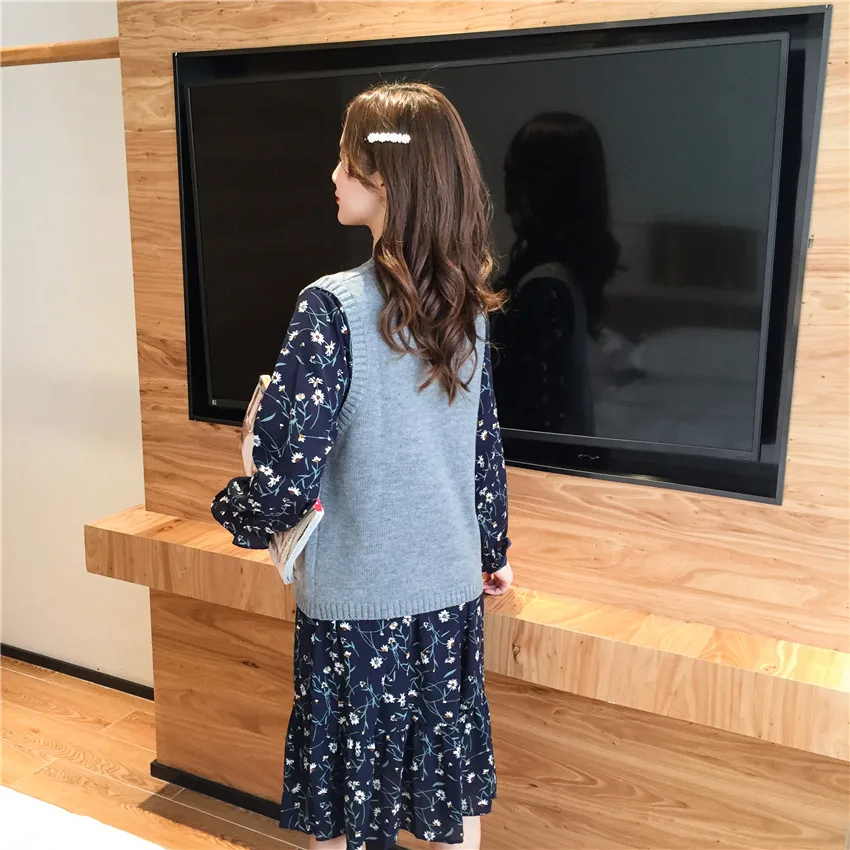 Весенний вязаный свитер в Корейском стиле с v-образным вырезом женский жилет без