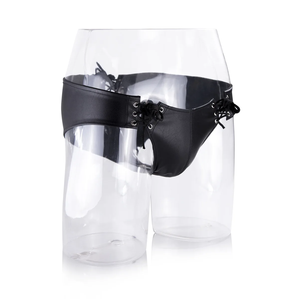 

Men's Sexy Lingerie of Male Erotic Leather Panties Gay Boxer Shorts Briefs with Adjustable Rope for Fetish Night Stage Clubwear