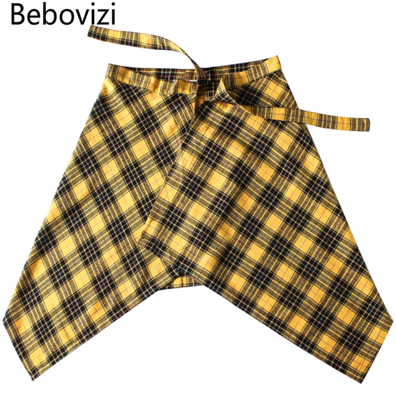 Шорты в клетку с лентой стиле хип хоп Модная уличная одежда Повседневные шорты