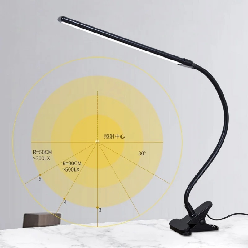 LED 360° Folding Clamp Desk Lamp Eye Protection Rechargeable Table Clip On Light For Bed Reading Working And Computers | Лампы и