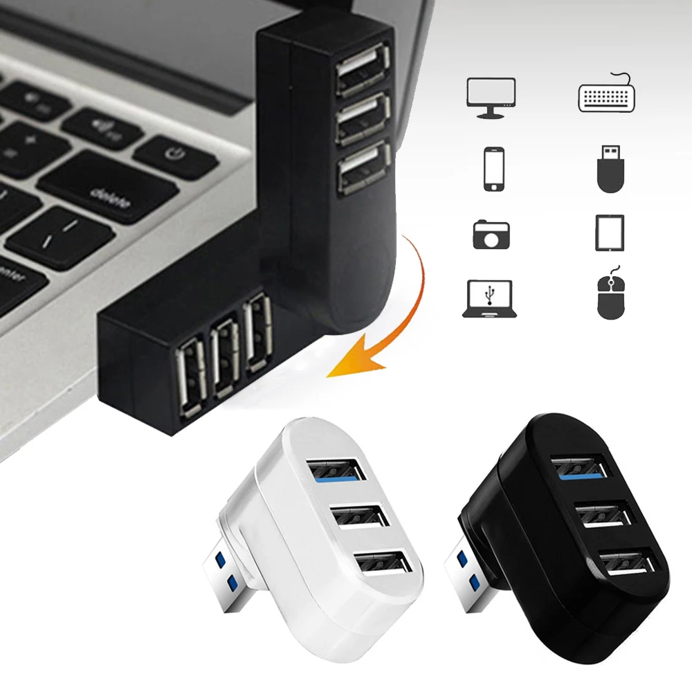 1 шт. Мини Вращающийся 3 порта USB 0 концентратор высокоскоростной передачи данных