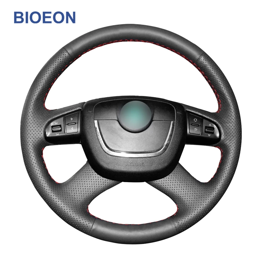 Черный чехол на руль из искусственной кожи для Skoda Octavia Superb Yeti 2009 2010 2011 2012 2013 Roomster