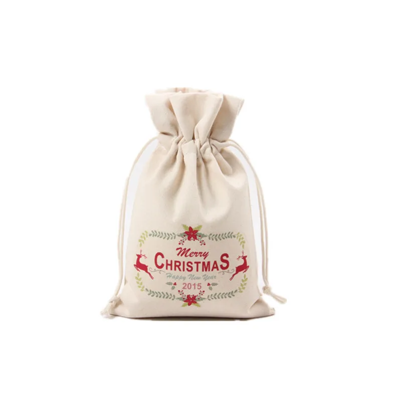 1 шт 2017 Новый год Рождество конфеты мешок Санта Клаус шнурок холщовый посуда