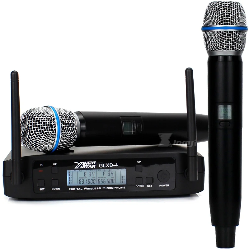 Профессиональный UHF беспроводной микрофон для караоке системы двойной ручной