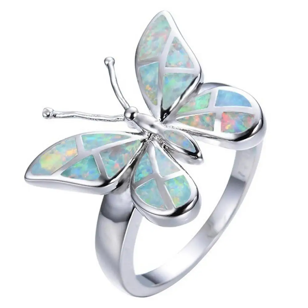 Кольца с опаловым бабочкой для женщин модное кольцо ювелирные изделия подарки