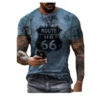 Летняя мужская футболка, персонализированная уличная одежда с 3D принтом США 66, Мужской Топ большого размера, Свободный пуловер, футболка