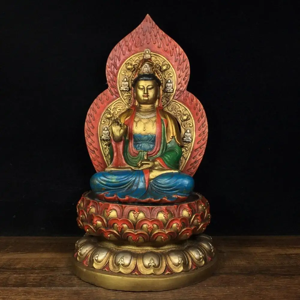 

18" Save the suffering Guanyin Bronze Gilt gold Paint Avalokitesvara statue Avalokitasvara Symbol of compassion and wisdom