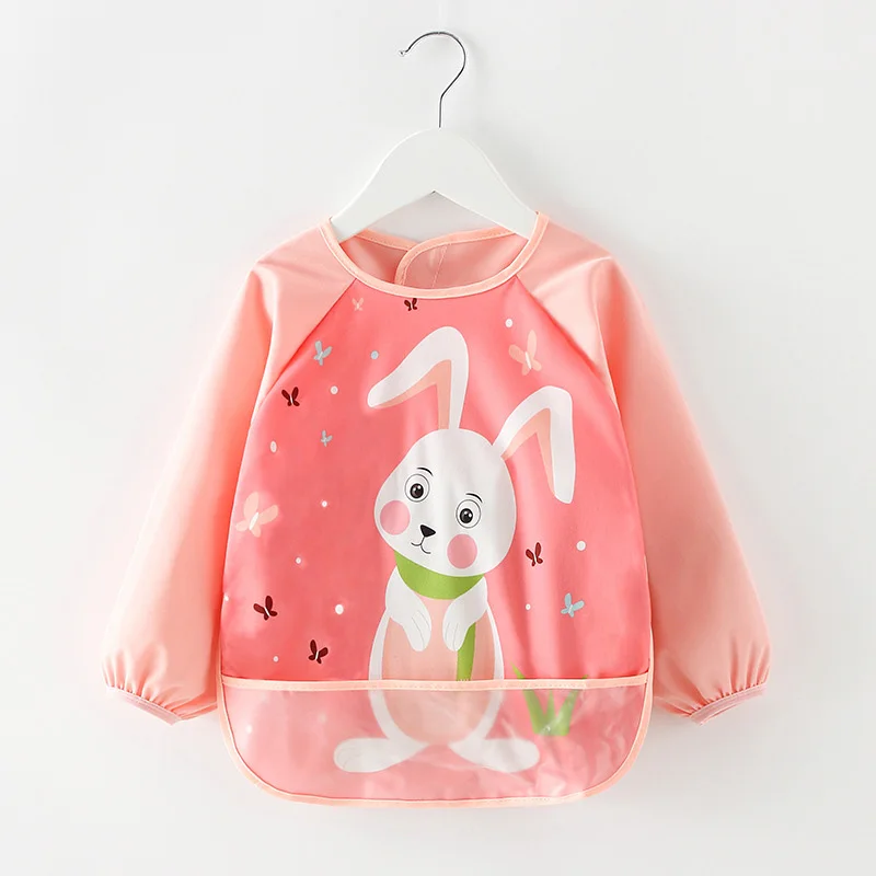 Style 7 rabbit Милый детский нагрудник малыша Baberos Bavoir водонепроницаемый передник с длинными рукавами Мультяшные животные Дети Кормление комбинезон детские вещи - Цвет: Style 7 rabbit