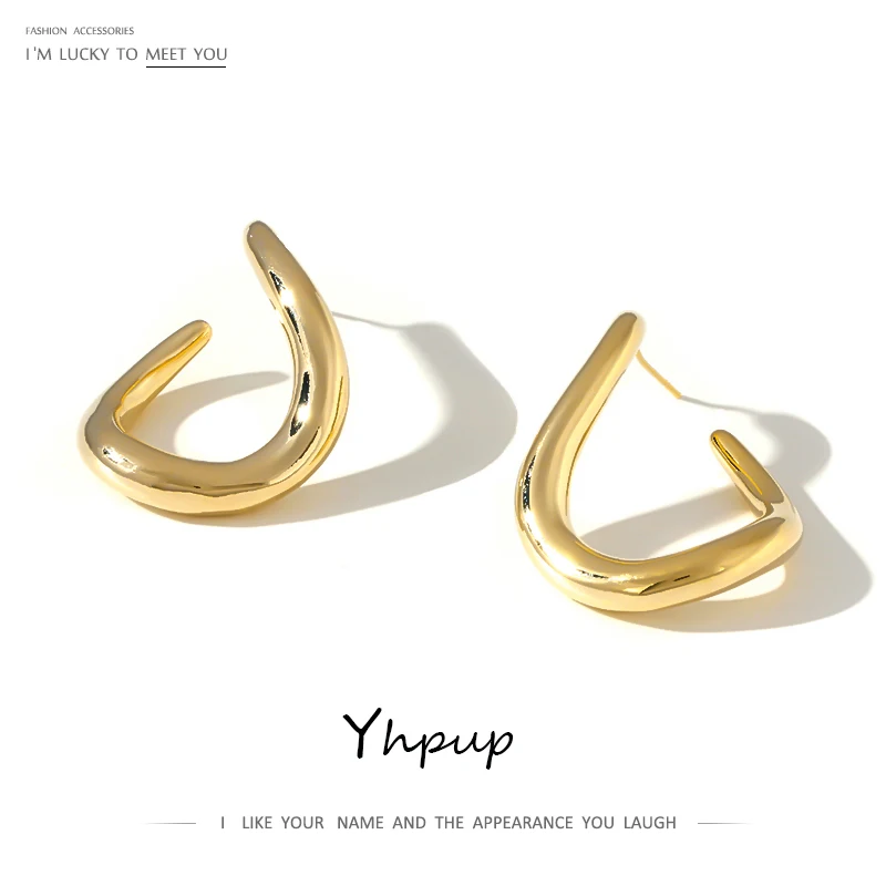 Yhpup модные корейские простые дизайнерские серьги гвоздики высокого качества