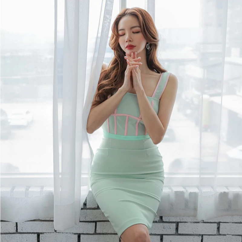 

Fashion Summer Vintage Strap Sleeveless Midi Party Club Dress Ladies Elegant Casual Slash neck Patchwork Beach Vacation Dress