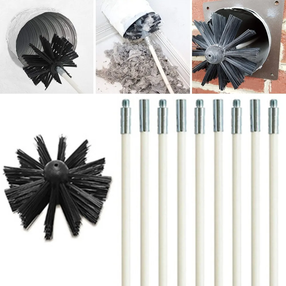 

Chimney Cleaner Brush Clean Rotary Sweep System Fireplace Kit Rod Tool Set Handle Brush Cleaning Efficient Dryer Vent Brushes