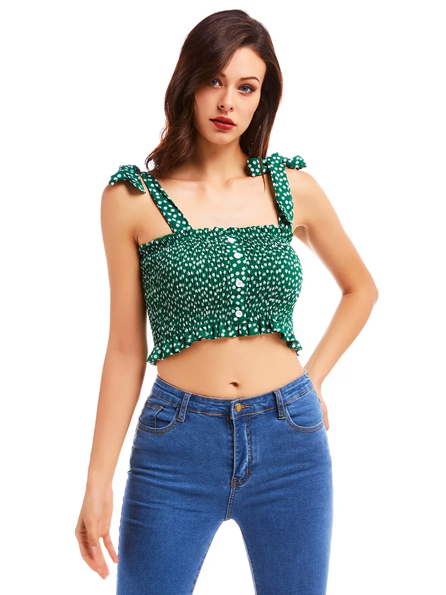 Bikitique женский укороченный топ с галстуком-бабочкой Топики женские топы в горошек