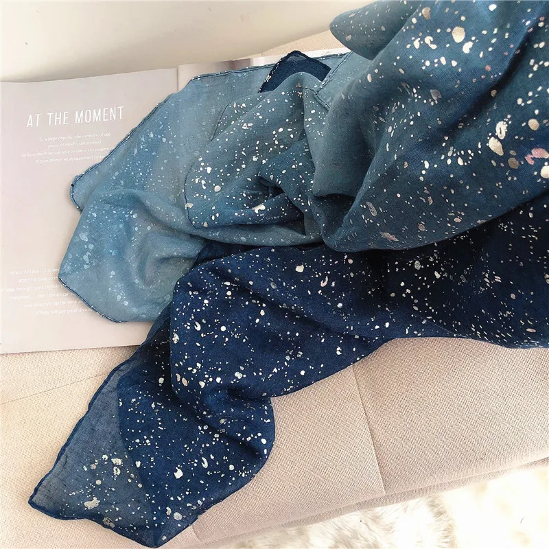 NEW silver dot shimmer scarf ombre scarves and shawls women muslim print hijabs |