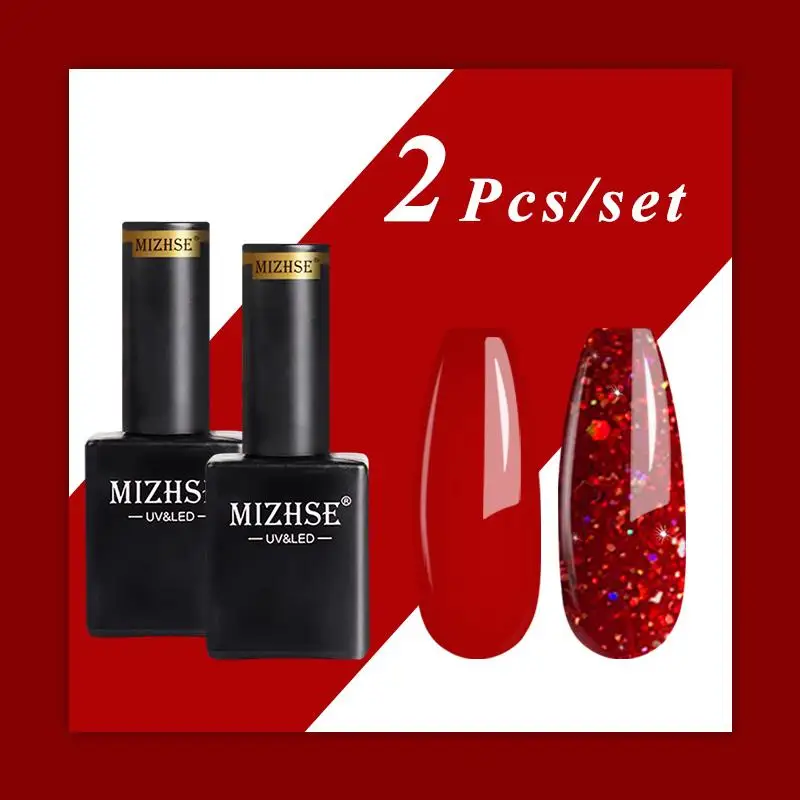 Набор гель лаков для ногтей MIZHSE 15 мл 2 шт./компл. с чистым блеском стеклянная