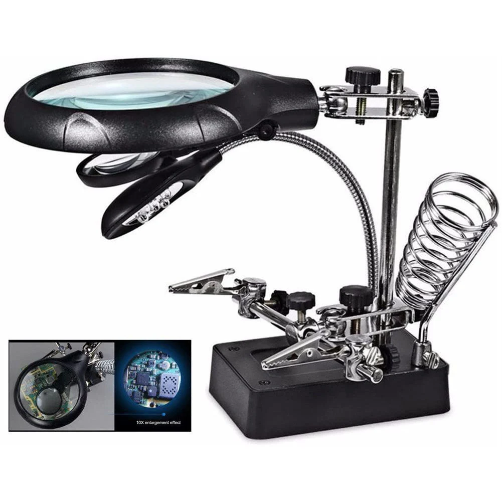 

Welding Magnifying Glass lens Rework Stand Holder Desktop Magnifier with LED Light Third Hand Soldering Welding Repair Tool
