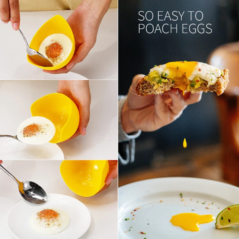 

Newly Silicone Egg Poachers 4 Pack Non Stick Poached Cups Dishwasher Safe Easy Operation Durable Portable for Kitchen