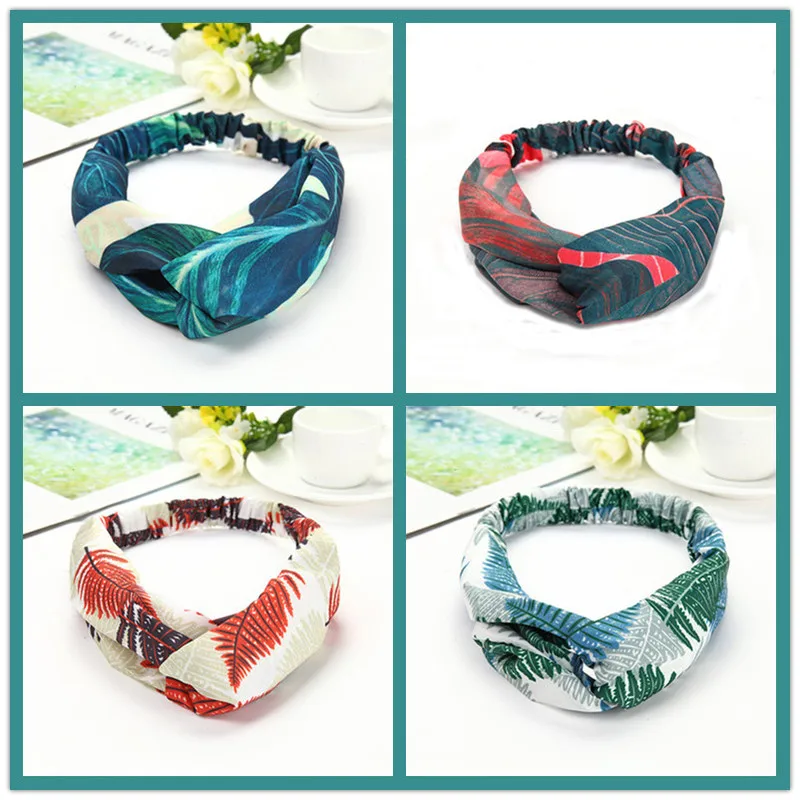

1PCS Bohemian Style Hairbands Women Headband Vintage Cross Knot Elastic Hair Bands Soft Solid Girls Hairband Hair Accessories
