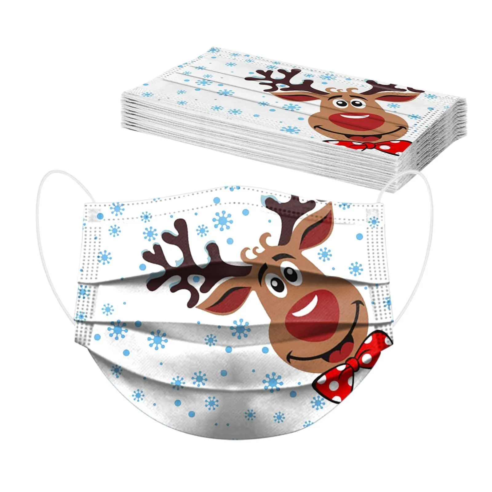 

Cosplay Face Mask Adult Disposable Christmas Mask Elk Santa Claus Print 10pc Breathable Disposable Mask Desechables Mascaras