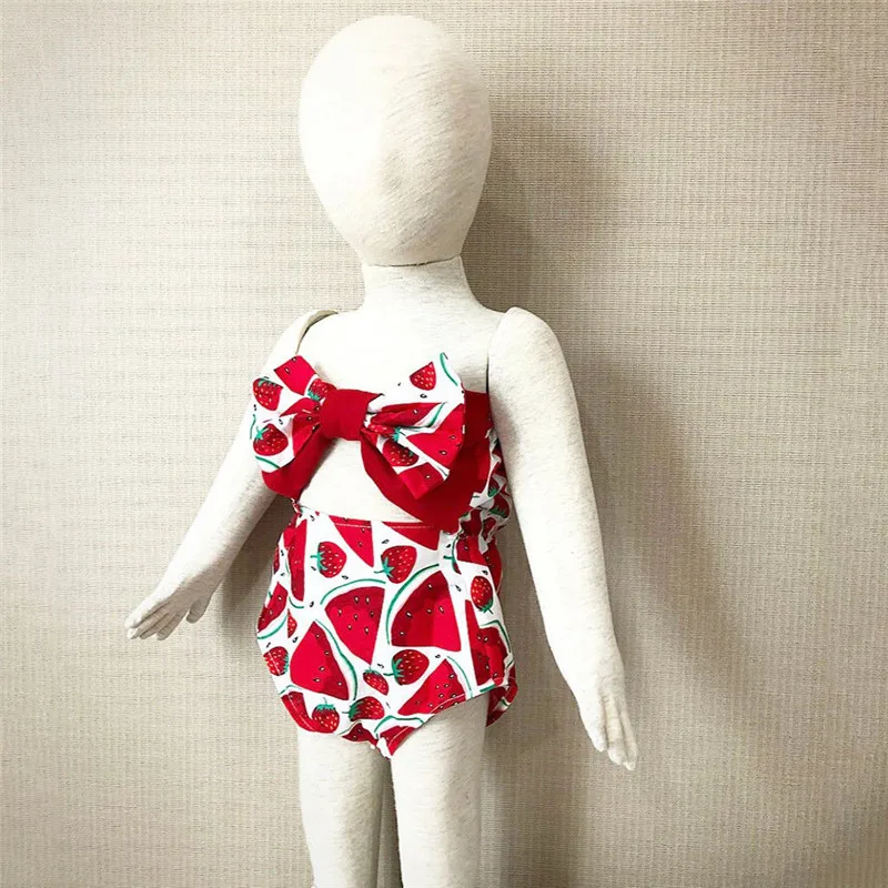 Милый купальник для новорожденных девочек с принтом арбуза клубники трубчатые