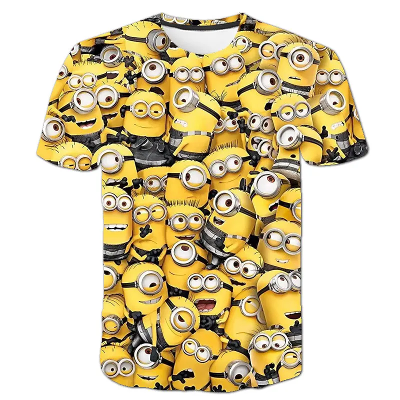 

Kids Cute little yellow cartoon Short Sleeve T-shirt Boys Girls Miniones 3D Printed T Shirts Children Casual Tee and Tops