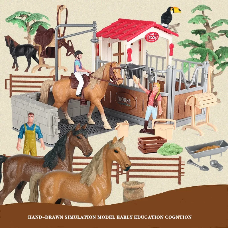 Имитация лошадей животных фермы стабильный хормен песок стол экшн-фигурка ПВХ