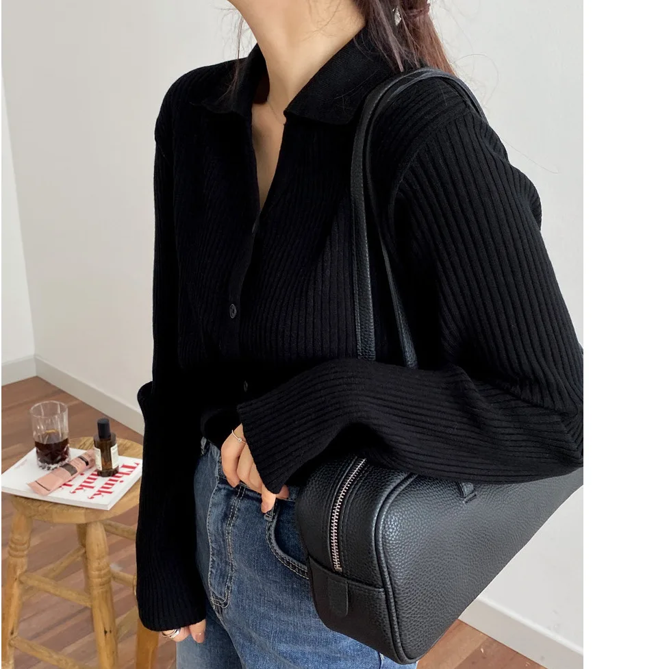 

Summer New Women's Sweater V-neck Long Sleeve Tops Solid Color Straight Knitting Cardigan Comfortable Casual Fashion Clothing