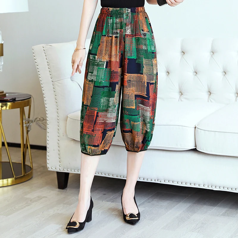 Boho повседневные летние шаровары пляжные укороченные брюки свободного покроя с