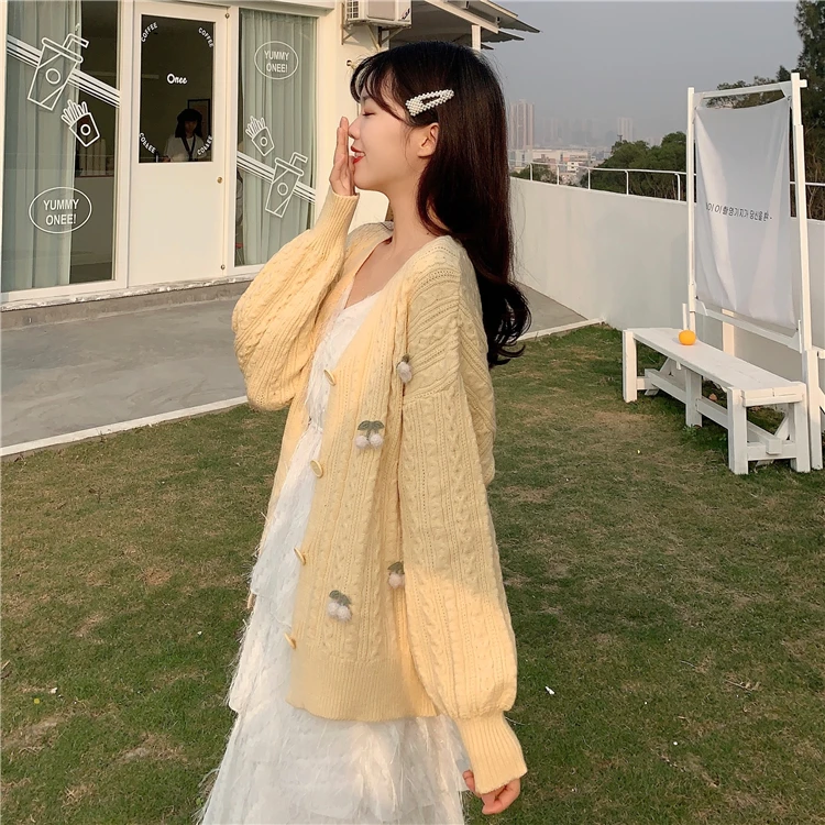 Женский короткий осенний свитер и кардиган вязаные Джемперы оверсайз с жемчугом