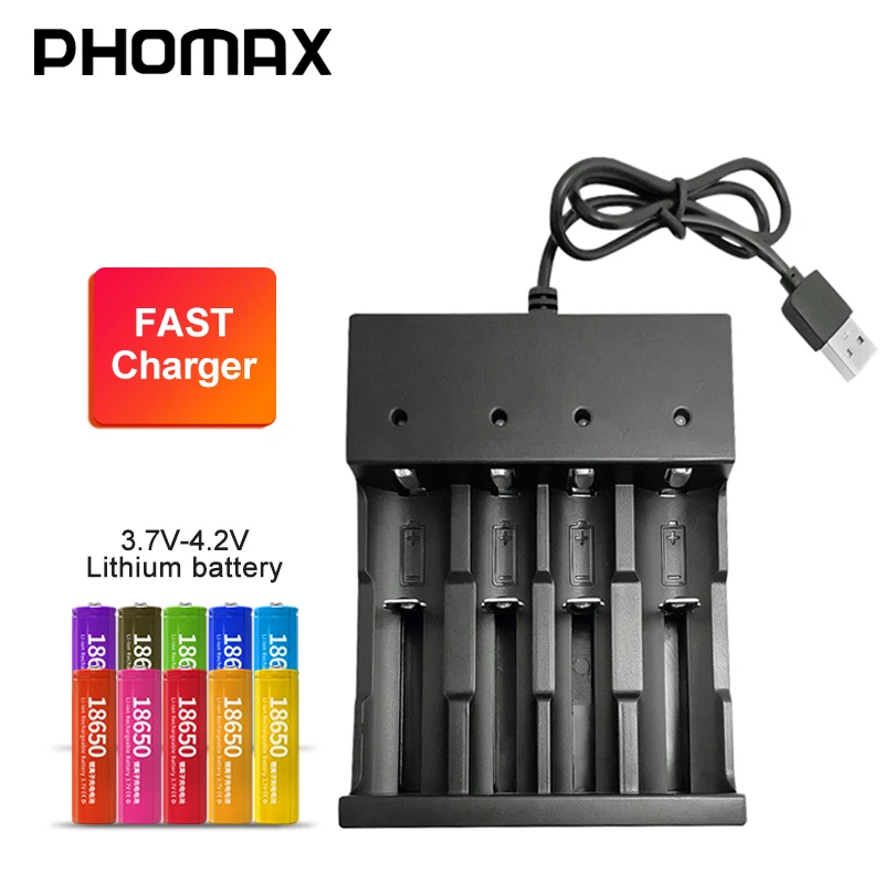USB-кабель PHOMAX 4 2 в IMR/li-ion светодиодный светильник умный дисплей Быстрая Зарядка 18650