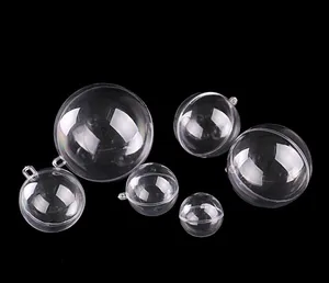 20 шт.10 пар, новогодние подвесные украшения для детей, круглые шары, прозрачные, открытые, пластиковое прозрачное украшение