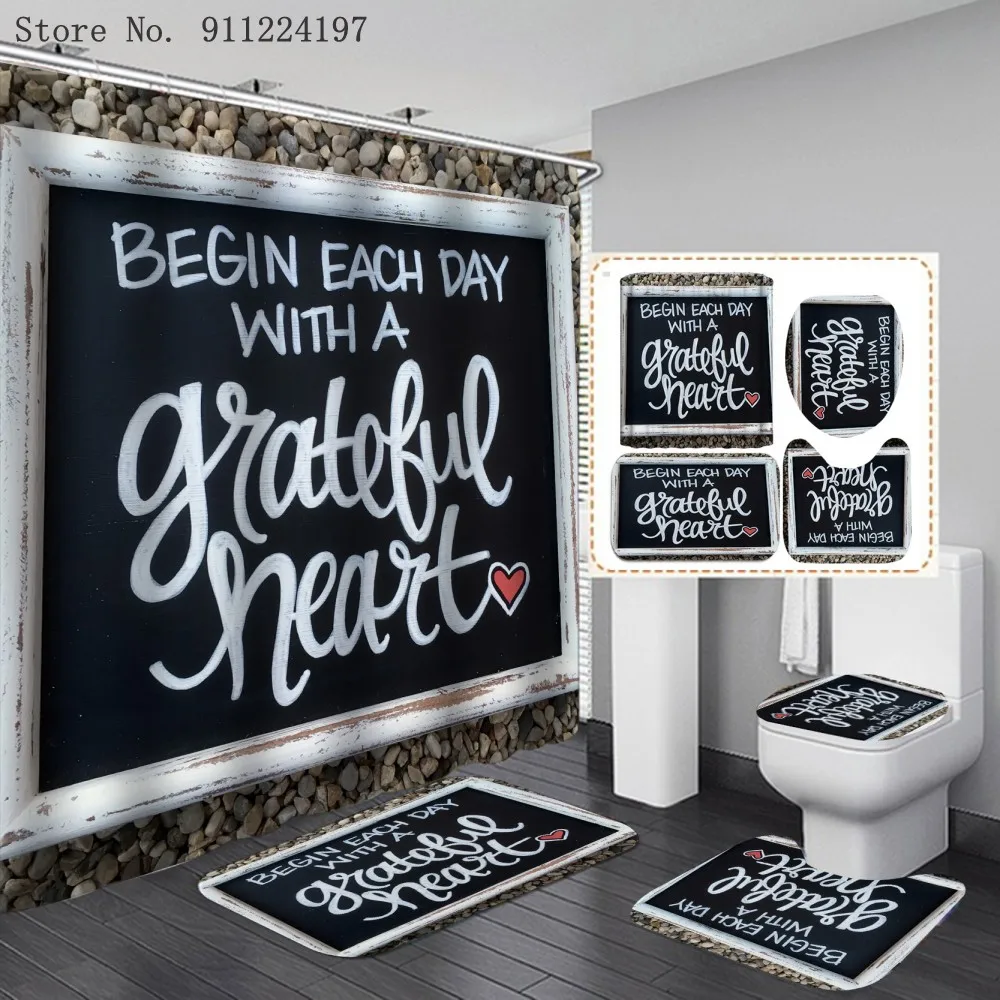 

Черная серия, набор для ванной комнаты с принтом, занавеска для душа, коврик для туалета, накидки, нескользящий коврик для ванной, ковер с бук...