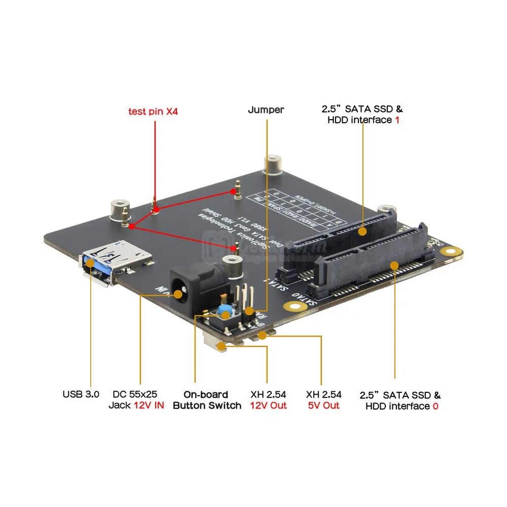 Плата Raspberry Pi 4 Dual SATA экран X880 V1.1 2 5/3 5 дюйма HDD/SSD с разъемом USB 3 0 для Model B | Компьютеры