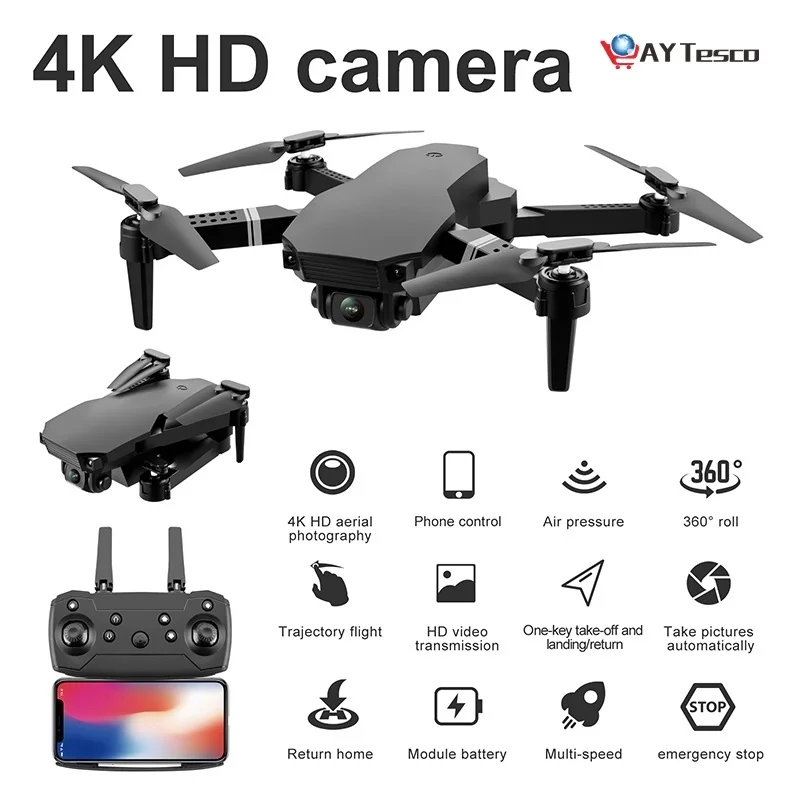 

New Drone S70 PRO 4K HD Dual Camera Foldable Height Keeping Drone WiFi FPV 1080P Real-time Transmission RC Quadcopter Kids' Gift