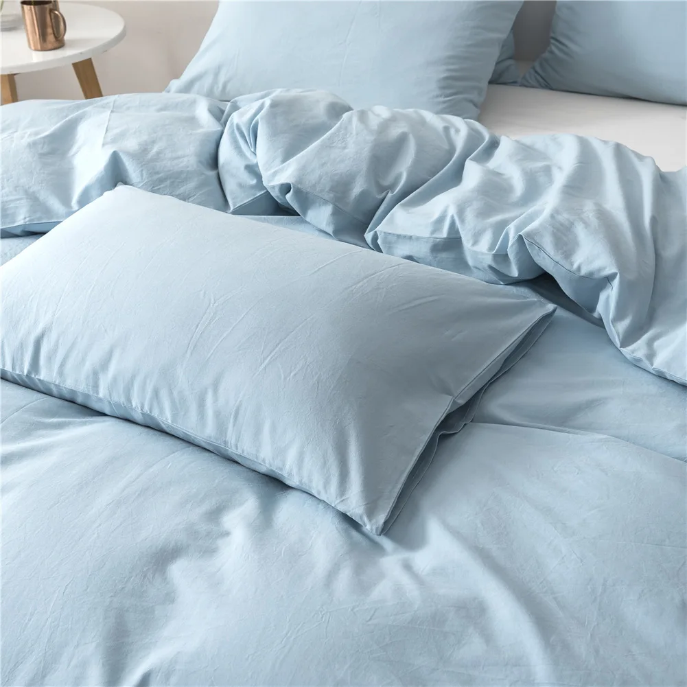 Fashion Japanese Style Comforter Bedding Set Simple Pink Blue King Queen Full Single Size Bed Linen Duvet Cover Sheet Pillowcase | Дом и сад