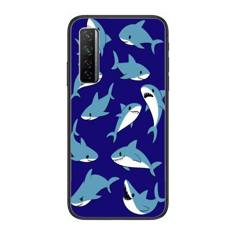 

Shark Cartoon Phone Case For Huawei Nova p10 lite 7 6 5 4 3 Pro i p Smart ZBlack Etui 3D Coque Painting Hoesje