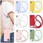 Чехол с ремешком для Xiaomi Mi Poco X3 NFC A1 A2 A3 8 9 SE 10 Lite 9T Redmi Note 9 8 8T 9 S 7 6 Pro 5 Plus, чехол из ТПУ, ожерелье