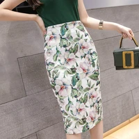 fashion women skirt 2021 spring summer floral printed skirts womens high waist knee length office hip pencil skirt women