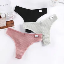 3PCS/Set G-string Panties Cotton Women's Underwear Sexy Panties Female Underpants Thong Solid Color Pantys Lingerie M-XL Design 