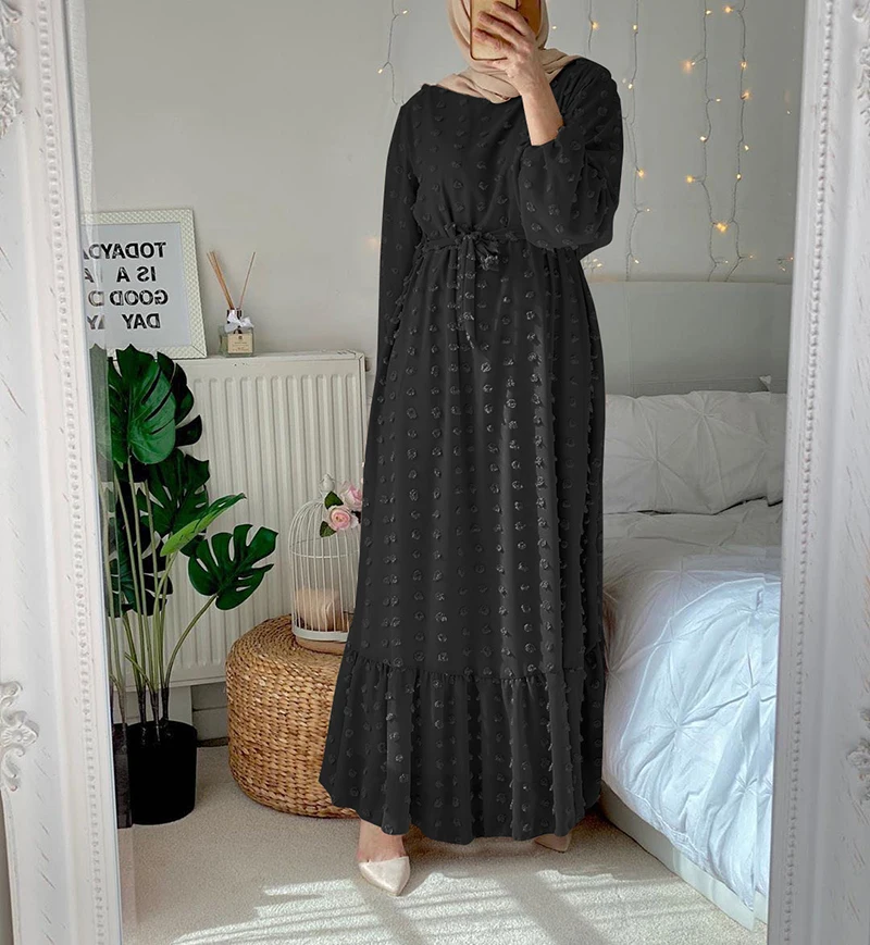 Long Women Dress Abaya Long Sleeve Maxi Dress Islamic Clothing Muslim Dresses Women'S Dubai Vestido Feminino Longo Lsm037
