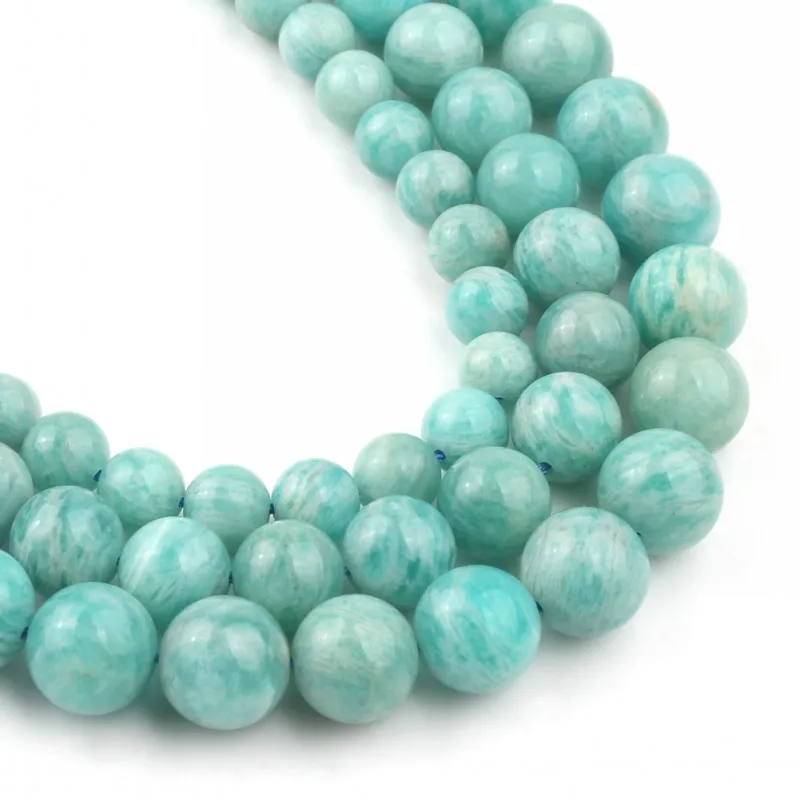Натуральный драгоценный камень Бусины из натурального амазонита круглые