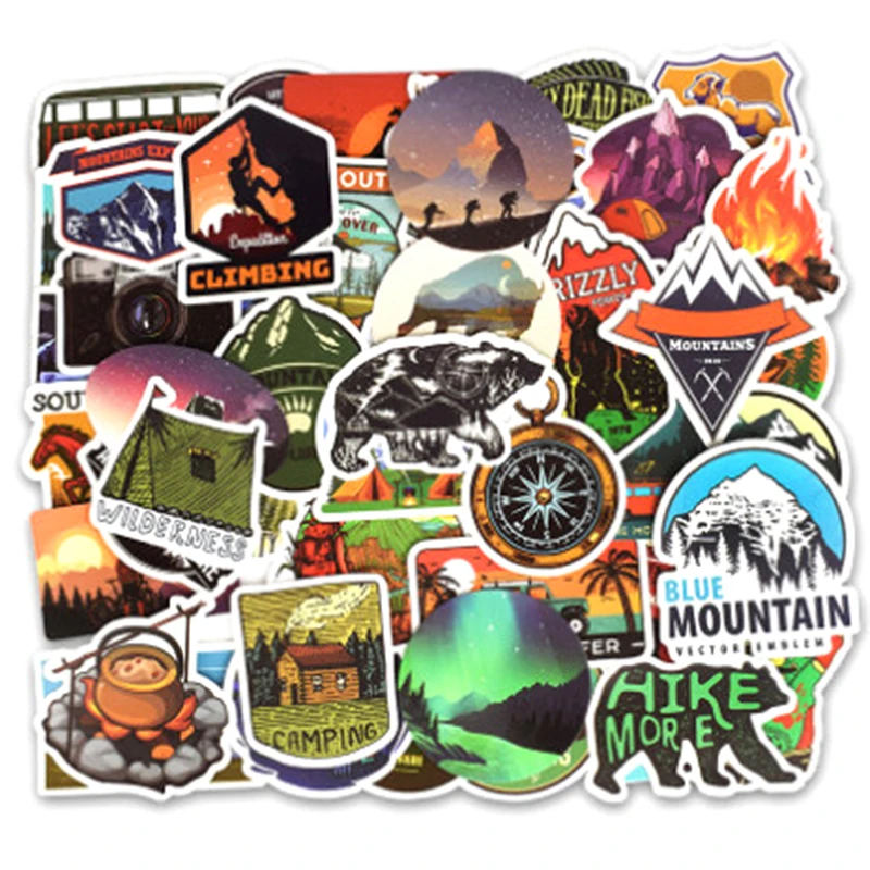 

50PCS Camping Landscape Stickers Outdoor Adventure Travel Waterproof Sticker